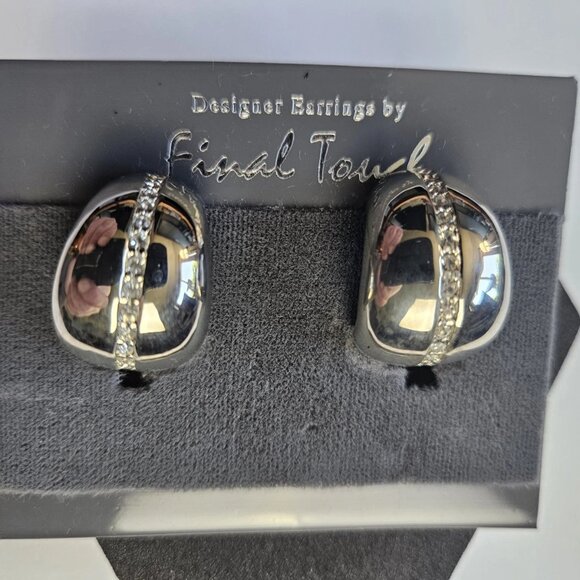 NEW Silver Tone Final Touch Clip On Designer Earrings Fashion Jewelry - Picture 1 of 7